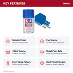 Tamiya TS-19 Metallic Blue Lacquer Spray Paint, 100ml key features