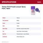 Tamiya TS-24 Purple Lacquer Spray Paint, 100ml specifications