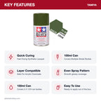 Tamiya TS-28 Olive Drab Lacquer Spray Paint, 100ml key features