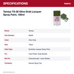 Tamiya TS-28 Olive Drab Lacquer Spray Paint, 100ml specifications