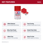 Tamiya TS-39 Mica Red Lacquer Spray Paint, 100ml key features