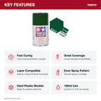 Tamiya TS-43 Racing Green Lacquer Spray Paint, 100ml key features