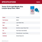 Tamiya TS-54 Light Metallic Blue Lacquer Spray Paint, 100ml specifications