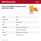 Tamiya TS-56 Brilliant Orange Lacquer Spray Paint, 100ml specifications