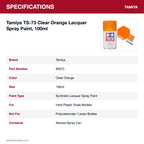 Tamiya TS-73 Clear Orange Lacquer Spray Paint, 100ml specifications