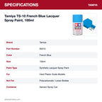 Tamiya TS-10 French Blue Lacquer Spray Paint, 100ml specifications