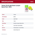 Tamiya TS-22 Light Green Lacquer Spray Paint, 100ml specifications