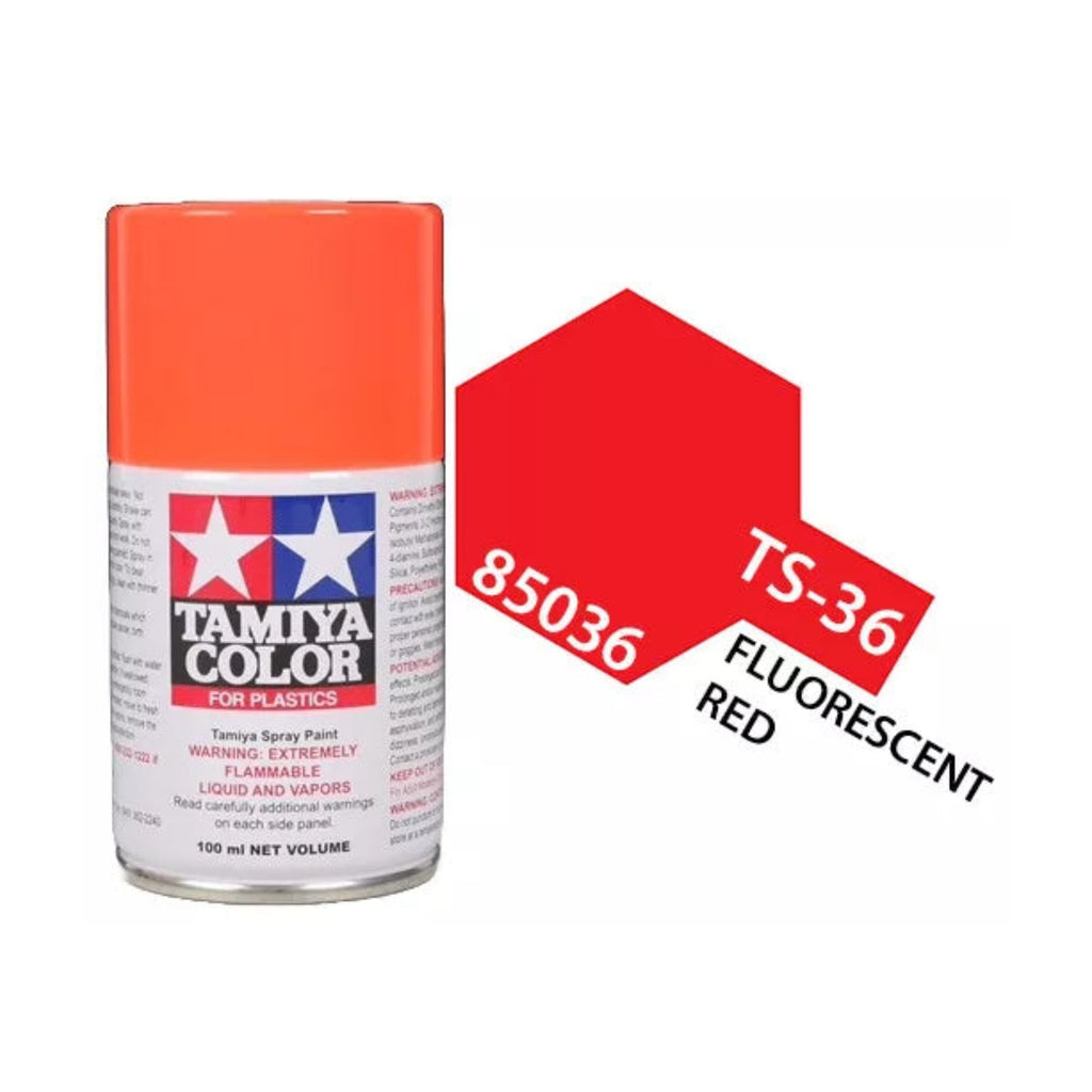 Tamiya TS-36 Fluorescent Red Lacquer Spray Paint, 100ml product photo