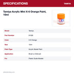 Tamiya Acrylic Mini X-6 Orange Paint, 10ml specifications