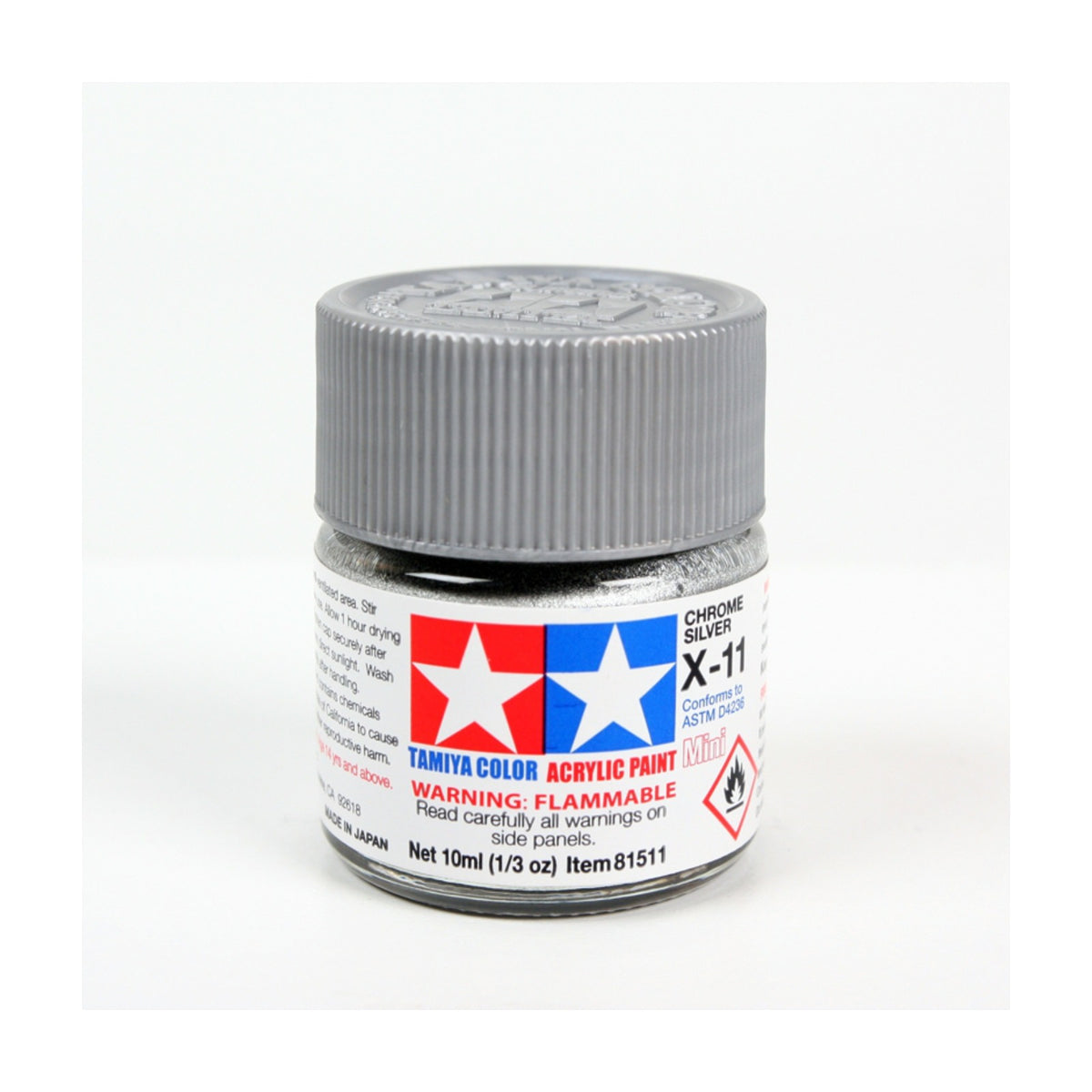 Tamiya Acrylic Mini X-11 Chrome Silver Paint, 10ml product photo