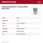 Tamiya Acrylic Mini X-11 Chrome Silver Paint, 10ml specifications