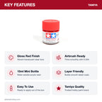 Tamiya Acrylic Mini X-27 Clear Red Paint, 10ml key features