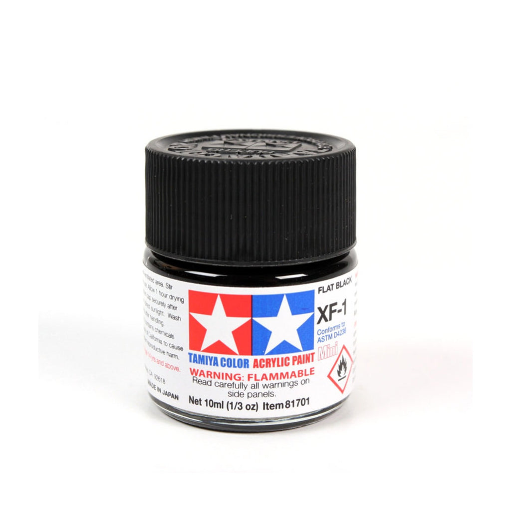 Tamiya Acrylic Mini XF-1 Flat Black Paint, 10ml product photo
