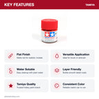 Tamiya Acrylic Mini XF-7 Flat Red Paint, 10ml key features