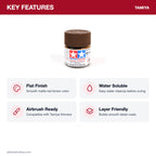 Tamiya Acrylic Mini XF-64 Red Brown Paint, 10ml key features
