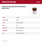 Tamiya Acrylic Mini XF-64 Red Brown Paint, 10ml specifications