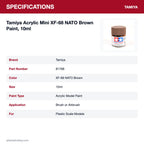 Tamiya Acrylic Mini XF-68 NATO Brown Paint, 10ml specifications