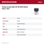 Tamiya Acrylic Mini XF-69 NATO Black Paint, 10ml specifications