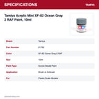 Tamiya Acrylic Mini XF-82 Ocean Gray 2 RAF Paint, 10ml specifications