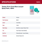 Tamiya TS-41 Coral Blue Lacquer Spray Paint, 100ml specifications