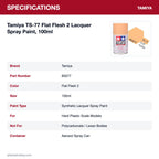 Tamiya TS-77 Flat Flesh 2 Lacquer Spray Paint, 100ml specifications