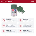 Tamiya TS-78 Field Gray 2 Lacquer Spray Paint, 100ml key features