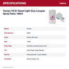 Tamiya TS-81 Royal Light Gray Lacquer Spray Paint, 100ml specifications