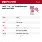 Tamiya TS-59 Light Pearl Red Lacquer Spray Paint, 100ml specifications