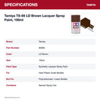 Tamiya TS-69 LD Brown Lacquer Spray Paint, 100ml specifications