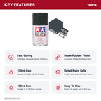 Tamiya TS-82 Black Rubber Lacquer Spray Paint, 100ml key features