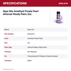 Spaz Stix Amethyst Purple Pearl Airbrush Ready Paint, 2oz specifications