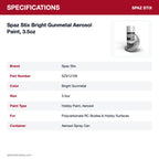 Spaz Stix Bright Gunmetal Aerosol Paint, 3.5oz specifications