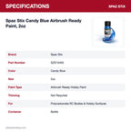Spaz Stix Candy Blue Airbrush Ready Paint, 2oz specifications