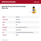 Spaz Stix Candy Gold Airbrush Ready Paint, 2oz specifications