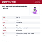 Spaz Stix Candy Purple Airbrush Ready Paint, 2oz specifications