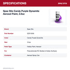 Spaz Stix Candy Purple Dynamite Aerosol Paint, 3.5oz specifications