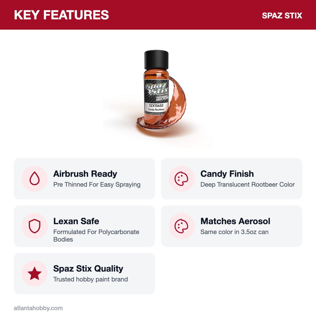 Spaz Stix Candy Rootbeer Airbrush Ready Paint, 2oz key features