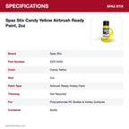 Spaz Stix Candy Yellow Airbrush Ready Paint, 2oz specifications