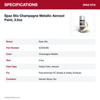 Spaz Stix Champagne Metallic Aerosol Paint, 3.5oz specifications