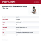 Spaz Stix Cocoa Brown Airbrush Ready Paint, 2oz specifications