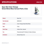 Spaz Stix Color Change Green/Silver/Blue Aerosol Paint, 3.5oz specifications