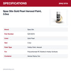Spaz Stix Gold Pearl Aerosol Paint, 3.5oz specifications