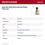 Spaz Stix Gold Pearl Airbrush Ready Paint, 2oz specifications
