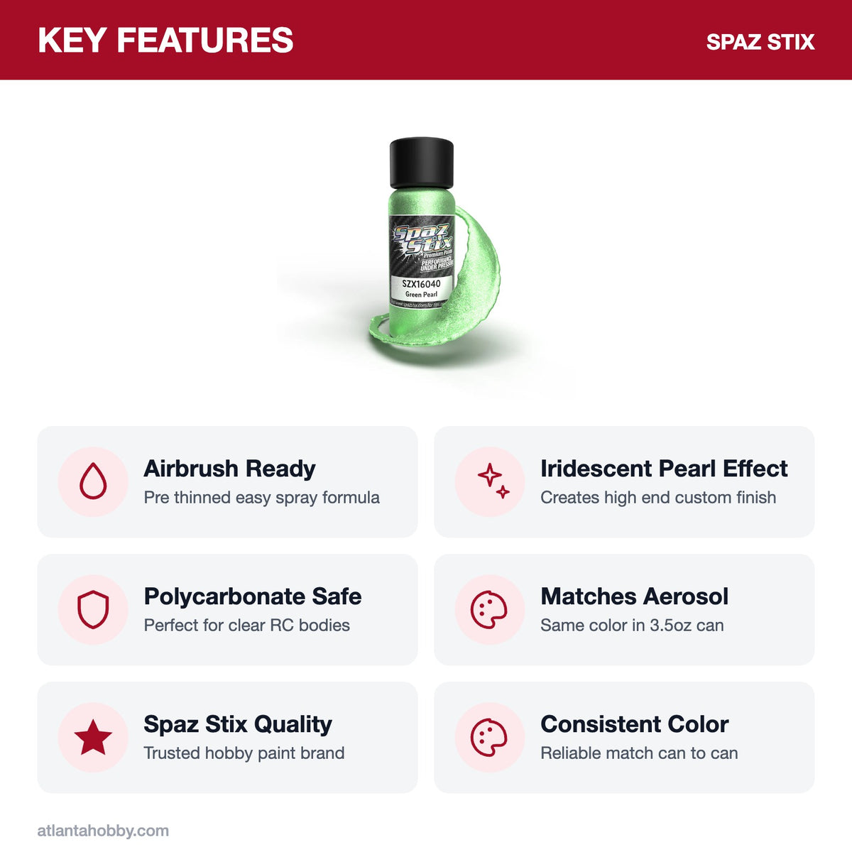 Spaz Stix Green Pearl Airbrush Ready Paint, 2oz key features