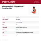Spaz Stix Inferno Orange Airbrush Ready Paint, 2oz specifications