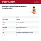 Spaz Stix Orange Fluorescent Airbrush Ready Paint, 2oz specifications