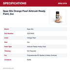 Spaz Stix Orange Pearl Airbrush Ready Paint, 2oz specifications