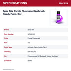 Spaz Stix Purple Fluorescent Airbrush Ready Paint, 2oz specifications