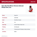 Spaz Stix Red Mirror Chrome Airbrush Ready Paint, 2oz specifications