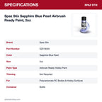 Spaz Stix Sapphire Blue Pearl Airbrush Ready Paint, 2oz specifications